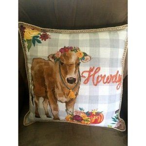 Pioneer Woman Harvest Cow Decorative Throw Pillow, 18" x 18"